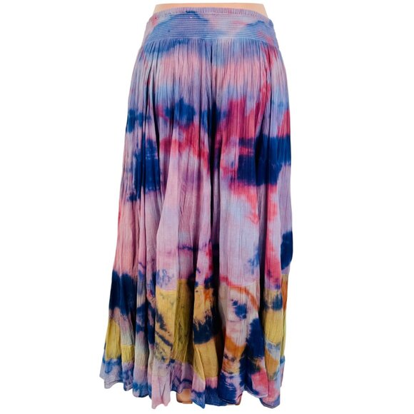 RARE Vintage Free People Hippie Tie Dye Gauzy Flowy Maxi Skirt Coastal Boho Y2K - Picture 11 of 16